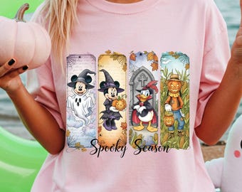 Spooky Disney fall Shirt, Halloween Crewneck Pullover, Cute Mickey Minnie Halloween shirts,