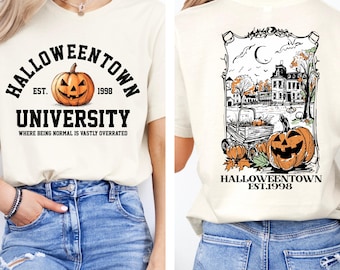 Halloweentown Shirt, Double-Sided Spooky College Tee | Pumpkin Campus Design, Cotton Blend, XS-4XL