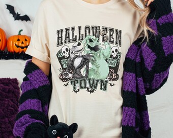 Halloween Town, University Style Tee - Jack And Oogie Boogie Print | Ring-Spun Cotton | Adult To Toddler Sizes