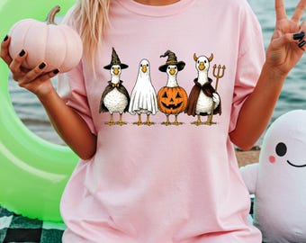 Duck Halloween, Goose Costume T-Shirt | Ring-Spun Cotton, Unisex - Pumpkin Witch Ghost Devil, Pastel, XS-5XL