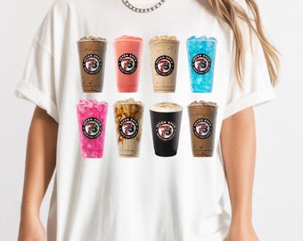 Iced Coffee Drinks Graphic Shirt, Trendy Cafe Apparel, Coffee Lover Gift