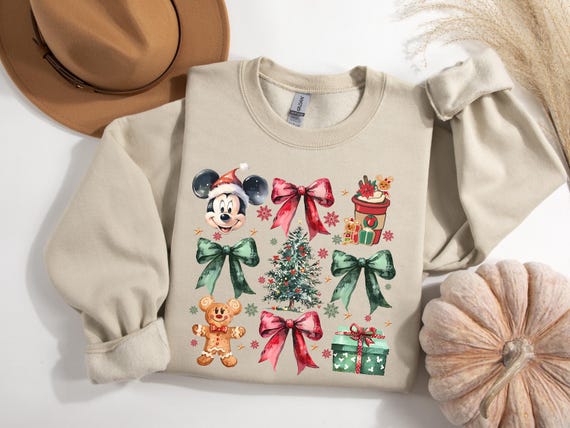 Disney Christmas Tee, Coquette Gingerbread Bow Shirt - Mickey Very Merry Design, Ring-Spun Cotton, Unisex