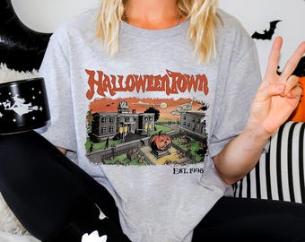Halloween Town, Pastel Goth Cartoon Tee - Vintage 1998 Style, Ring-Spun Cotton, Adult And Youth Sizes