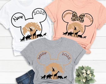 Custom Disney Shirt, Matching Family Safari Tee - Personalized Group Trip Outfit, Cotton Blend, Sizes XS-XXL