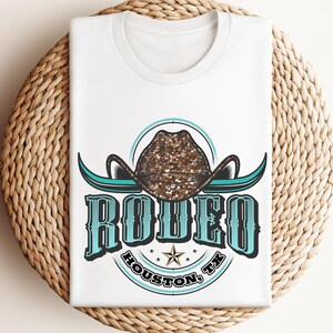 Rodeo Shirt, Retro Cowgirl Tee | Ring-Spun Cotton Dtf Print | Adult To Toddler Sizes, Houston Bull Skull Graphic
