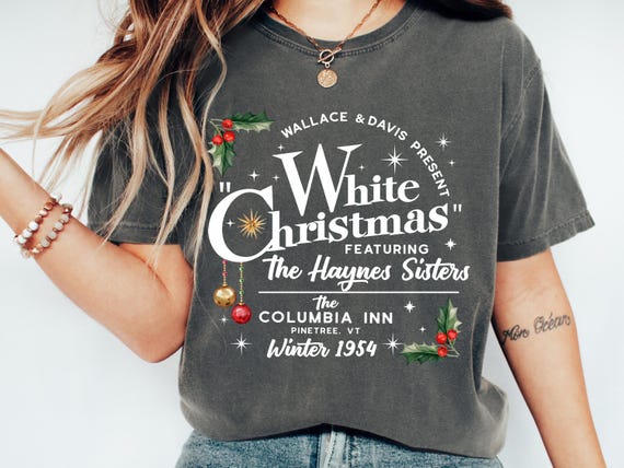 Christmas Sweatshirt, White Vintage Movie Design | Cotton/Poly Fleece Blend | Adult To Toddler Sizes