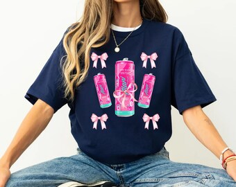 Alani Nu Shirt, Pink Slush Bow Coquette Tee, Energy Drink Fan Gift, Vintage Soda Logo Style, Unisex Sizes S-3XL