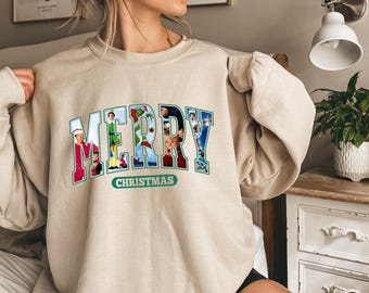 MERRY Christmas 90s Movies Shirt Crewneck Sweatshirt, Christmas Shirt for Movies Lovers, Christmas 90s Movies Sweater,Christmas Movies Shirt