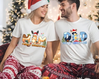 Bluey Family Christmas Shirts, Matching Holiday Tees for Mom, Dad, Bro, Sis