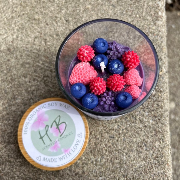 Handcrafted Mixed Berry Scented Candle, Natural Soy Wax