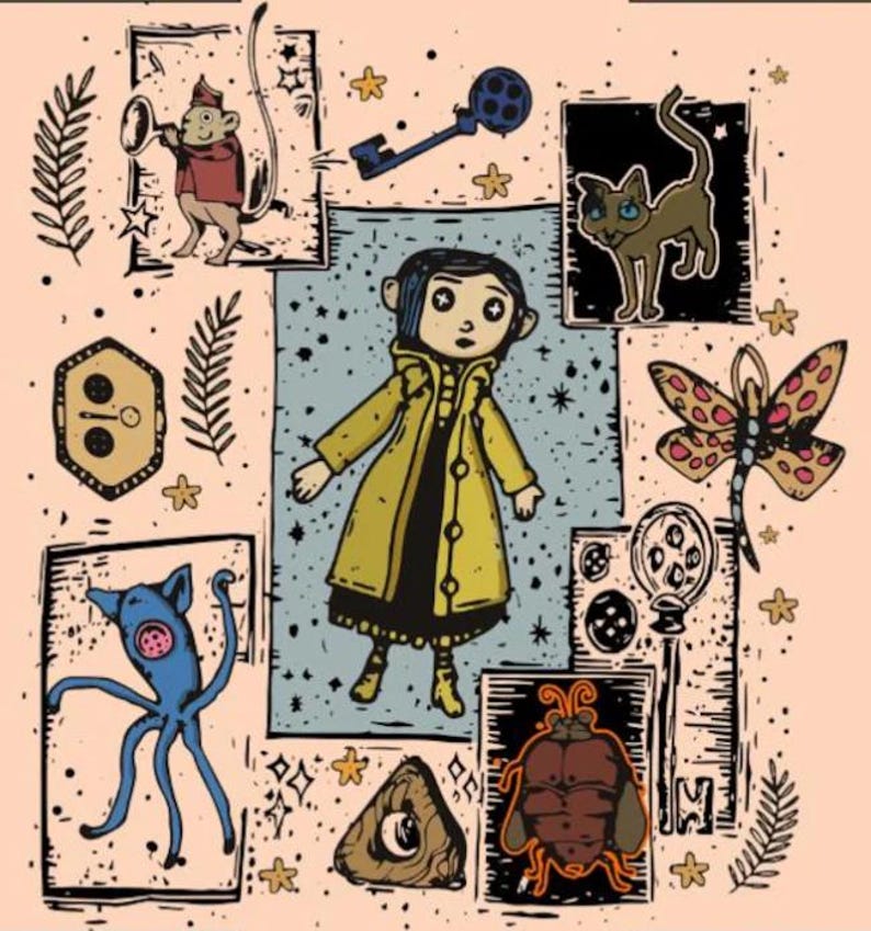 Op Coraline-film geïnspireerde keramische handgemaakte sleutelhangers en spelden, Coraline- en Wybie-pop - België