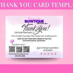 Thank You Card, DIY Marketing Cards Template Design, Thank You For Order Packaging Card, Package Insert Thank You Cards, Small Business Card