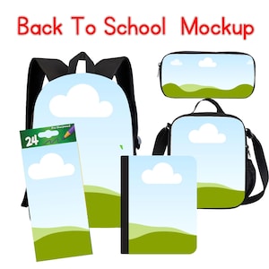 Canva Frame Mockup,Drag and Drop Template,School Backpack Back To School,Design Backpack Mockup,Editable in Canva, pencil case,lunch bag