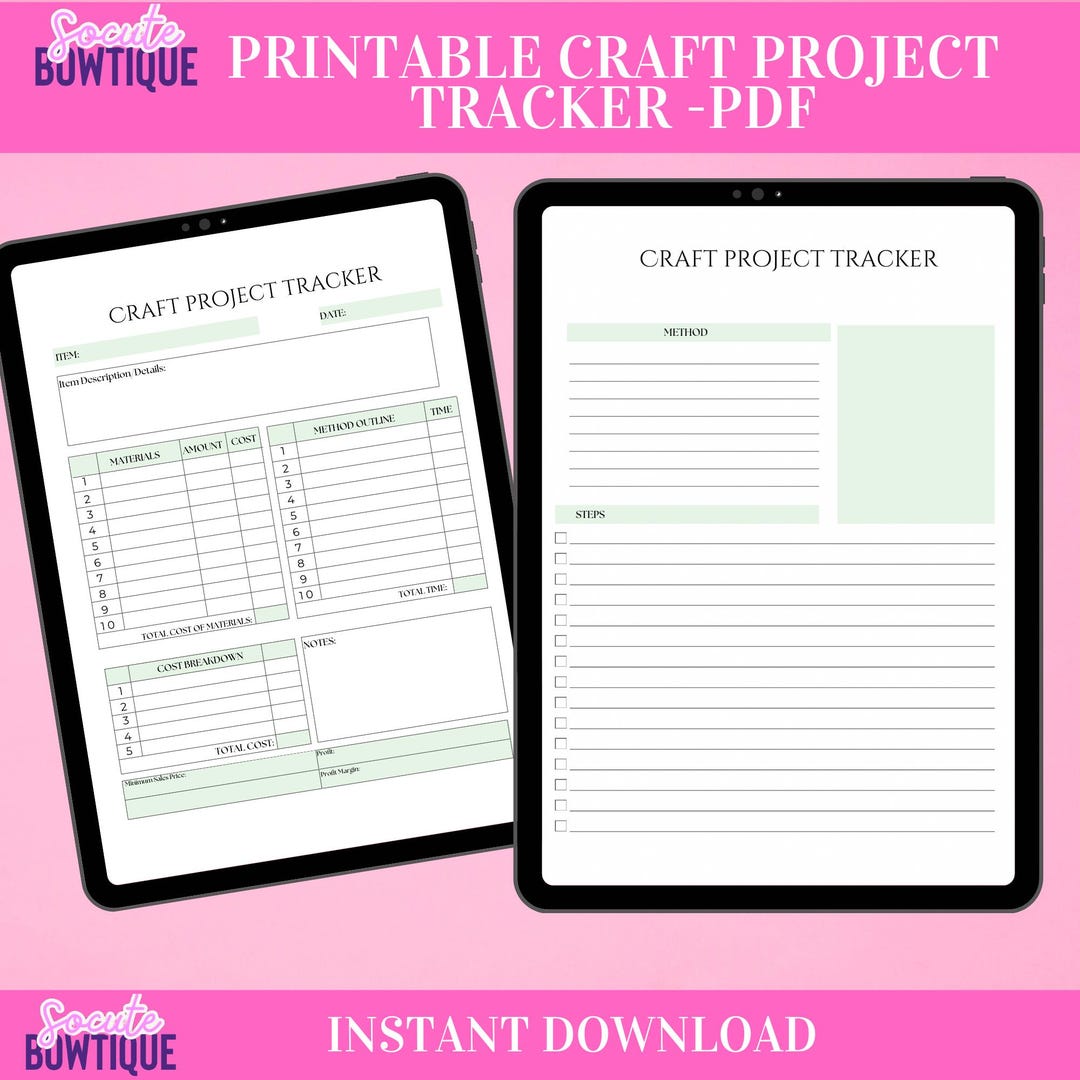 Printable Craft Project Tracker, Artisan Item Creation Planner, How to ...