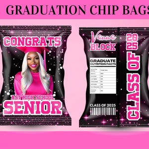 Custom Graduation Chip Bags Class of 2025 Party Favors Treat Bags Personalized Grad Snacks
