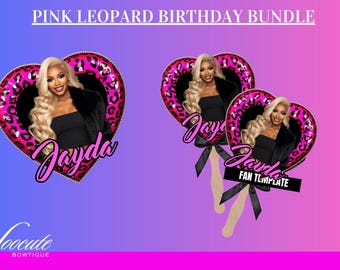 Pink Leopard Geburtstagsparty-Set | Bearbeitbare Vorlagen (Canva Pro, Digital Download)
