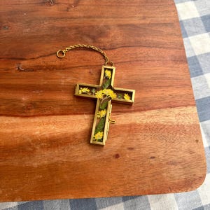 Pressed Flower Cross in Mini Glass Frame: Wildflower Art
