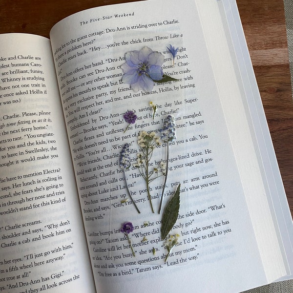 pressed flower bookmark | blue and purple wildflowers | pressed wildflowers | handmade | bookmark for women | real flowers