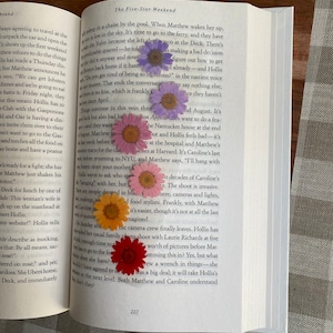 pressed flower bookmark | colorful daisies | pressed wildflowers | handmade | bookmark for women | real flowers