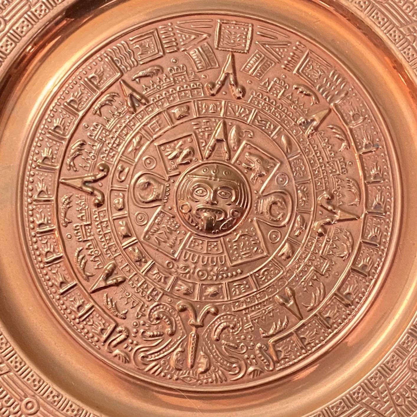 Vintage Copper Tray Embossed Copper Platter Mexican Folk Art Wall Plate ...