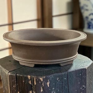 Vintage Yixing Zisha Oval Bonsai Pot on 4 feet Chinese Unglazed Traditional Clay Pottery Royola Pacific Stamp 10.5"
