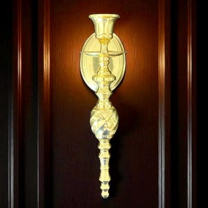 Solid Brass Wall Sconce Candlestick Holder: Spiral Twisted Design