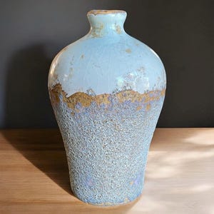 Vintage White Volcanic Lava Glazed Studio Art Pottery Vase (6”)