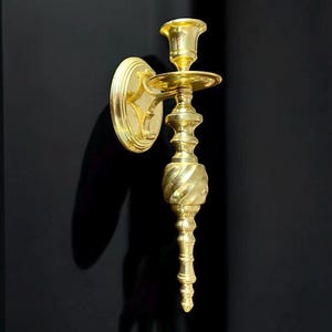 Solid Brass Wall Sconce Candlestick Holder: Spiral Twist Design