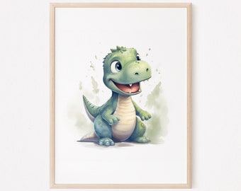 dinosaur poster, t-rex, kids decor, children's room, baby decor, nursery, wall art, boy room, girl room, playroom decor, modern, digital