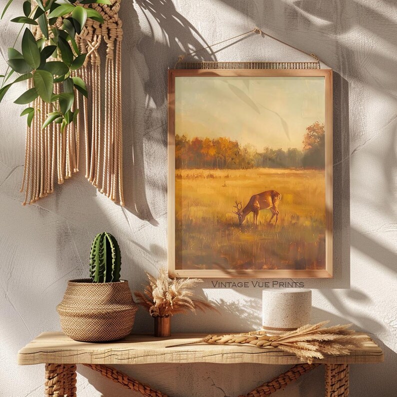 Golden Hour Grazing Print Vintage Home Decor Printable Art for Cozy