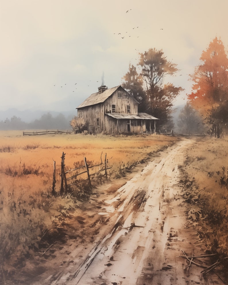 Distant Hearth Print Vintage Home Decor Wall Art Printable 279 for Cozy