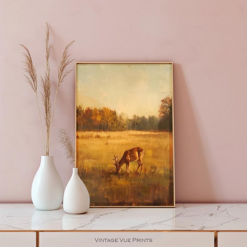 Golden Hour Grazing Print Vintage Home Decor Printable Art for Cozy