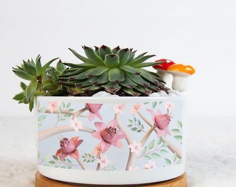 Floral Bloom Ceramic Plant Pot - Elegant Home for Your Blossoms