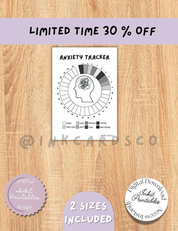 Anxiety Tracker, Printable Anxiety Tracker, Printable Stress Tracker, Mental Health Tracker, Printable Mental Health Tracker, Wheel Tracker