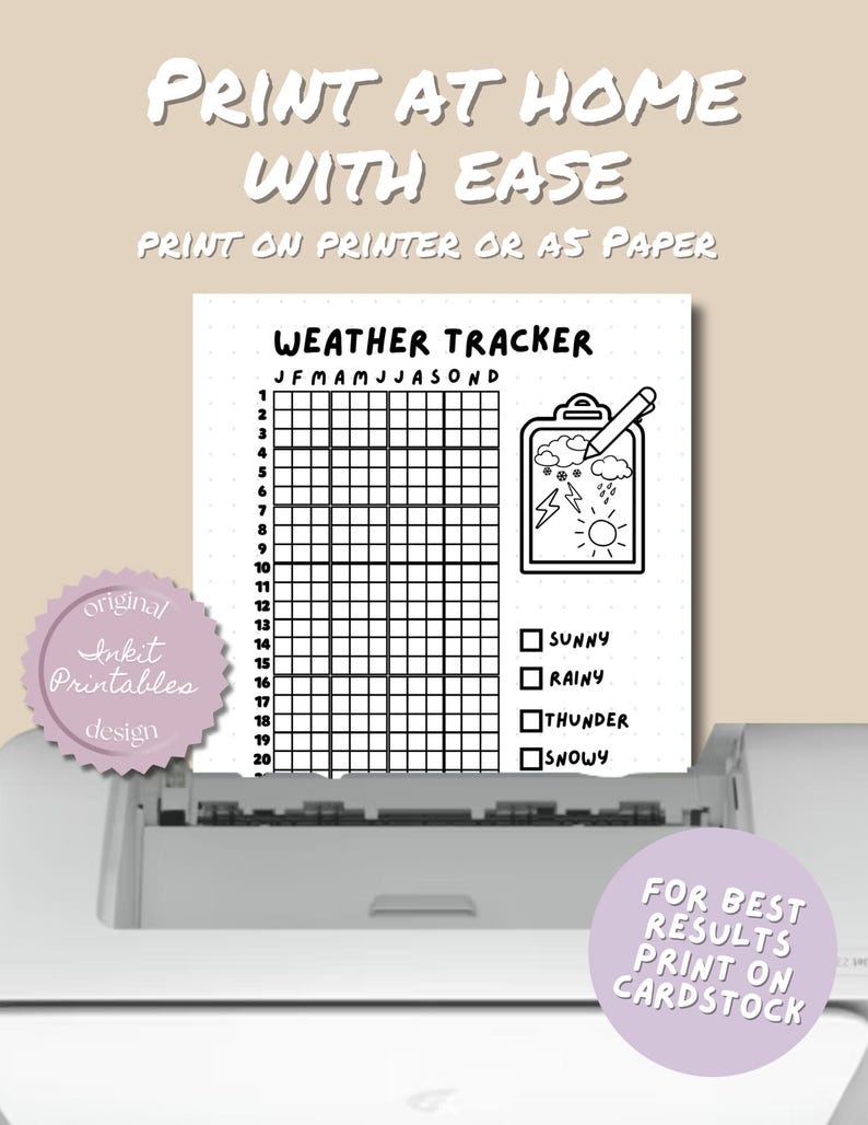 Weather Tracker, Printable Journal Page, Planner Page, BUJO Page ...