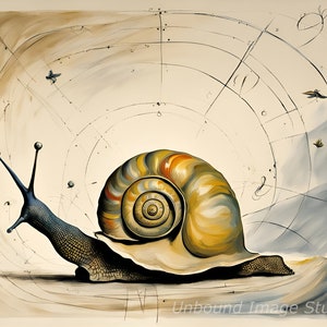 L'escargot - Image générée par l'IA - Téléchargement numérique imprimable - Art abstrait