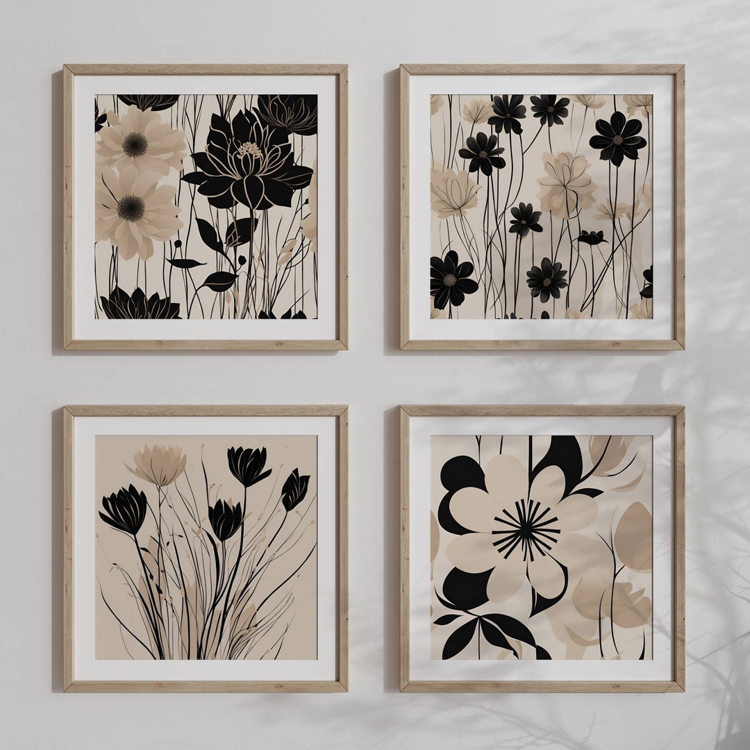 Floral Decor - Printable Digital Wall Art - 4 Piece Set - Etsy
