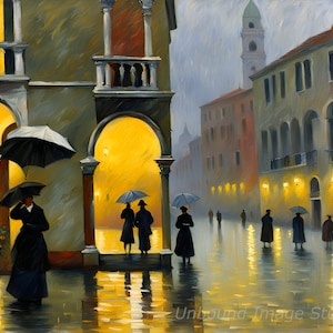 Rainy Day in Venice - Image générée par IA - Imprimable en téléchargement numérique - Impressionnisme