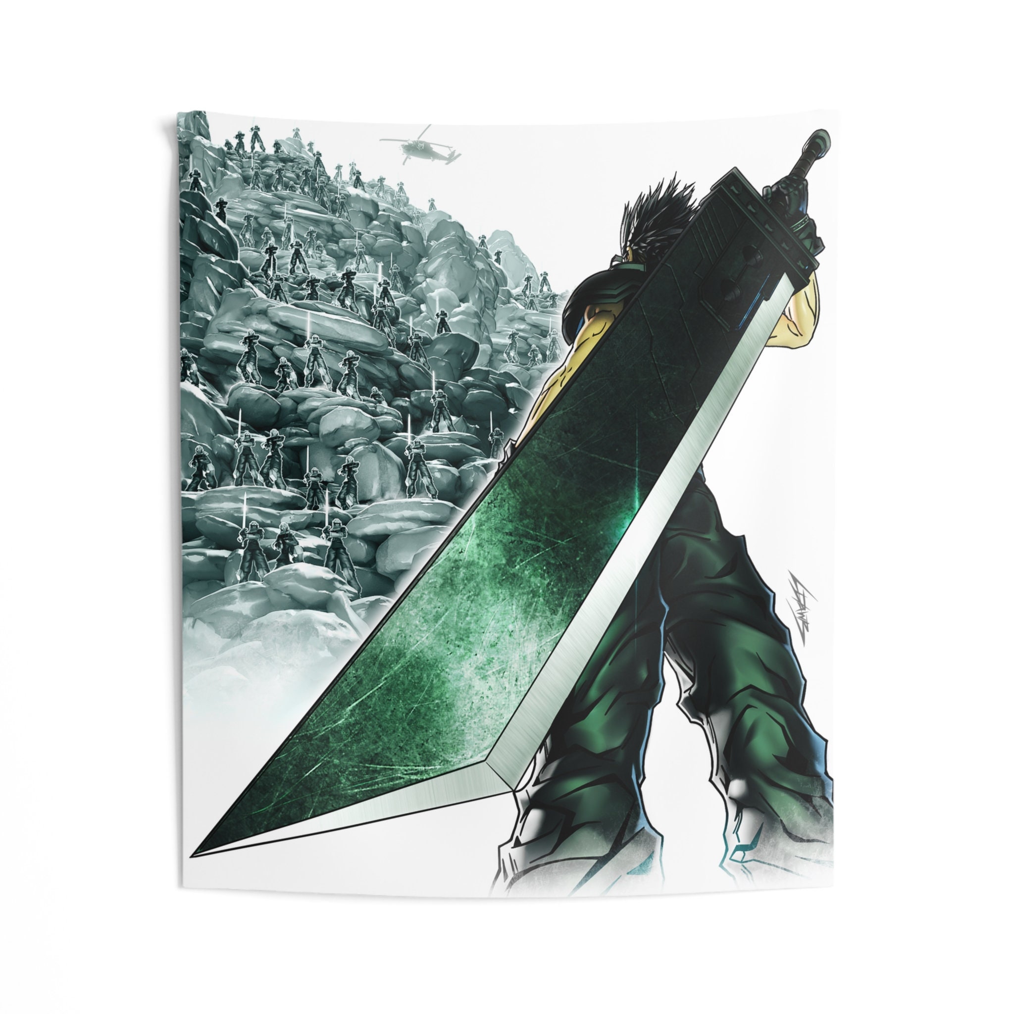 FF7 Zack Fair Wall Tapestry Final Fantasy 7 Wall Hanging Gaming Room