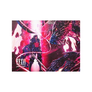 FF16 Clive & Ifrit Art Poster | Final Fantasy 16 | FF16 Clive Art Print | Final Fantasy Xvi Poster | Gaming Wall Art | Clive Rosfield Print