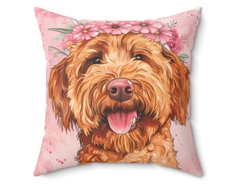 Golden Doodle Throw Pillow for Child's Nursery Room, Children's Room Decor, Dog Gift, Baby Gift, Dog Throw Pillow (4 sizes) Pillow Included