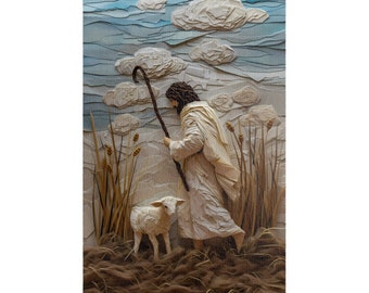 Puzzle, Jesus Christ Jigsaw Puzzle, Christian Gift, Jesus and the Lamb Puzzle, Savior Puzzle, Lost Sheep (110, 252, 520, 1014-piece)