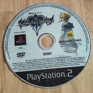 tapete kingdom hearts 2, presente kingdom hearts two, presente ps2, tapete de jogo, tapete cd, tapete disco, tapete macio, tapete kh