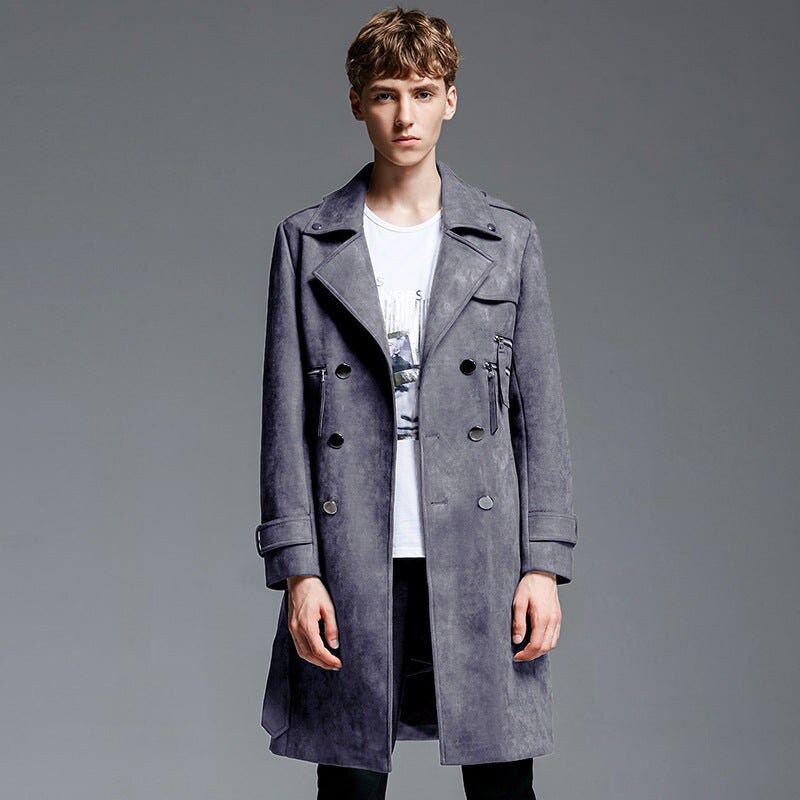 Green suede deals trench coat