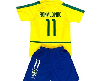 Ronaldinho #11 Brasil Retro Conjunto de fútbol juvenil