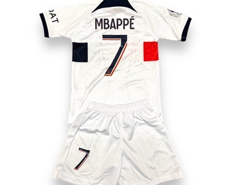 Mbappé #7 Paris visitante Conjunto de fútbol juvenil