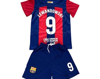 Ensemble de football junior Lewandowski #9 Barcelone domicile