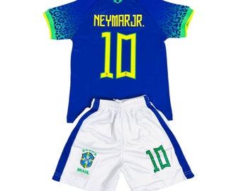 Neymar #10 Brazil Away Youth soccer set