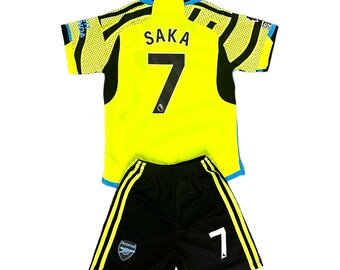Saka #7 Conjunto de fútbol juvenil visitante del Arsenal