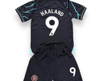 Haaland #9 Conjunto de fútbol juvenil visitante del Manchester City